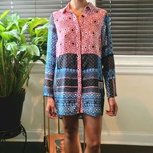 Geo Print Shirt Dress